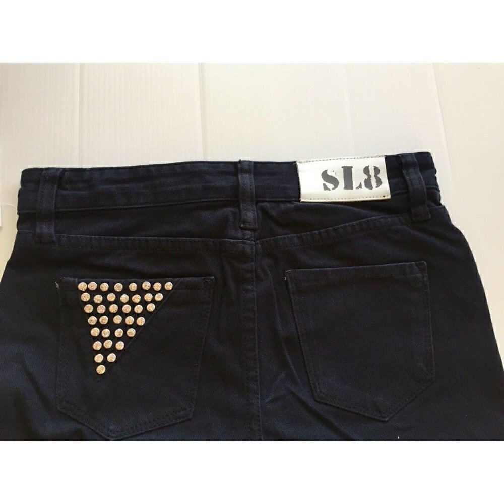 SL8 Denim Dark Blue Skinny Sequin Pants - Picture 12 of 12